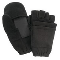 Black Fleece Fingerless Gloves with Mitten Flap